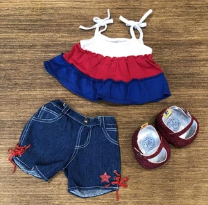 Camisa Build A Bear Rojo Blanco Azul Estrellas Rayas Brillo 4 de Julio Patriótica  - Imagen 1 de 10