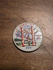 2001-D 25C Vermont 50 States Quarter Painted Color Coin - Picture 1 of 2