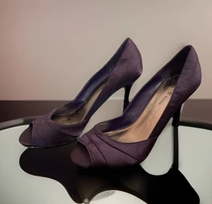 Kelly & Katie hochhackige Damen-Pumps Größe 8 Slipper lila Stoff offene Zehenpartie - Bild 1 von 15