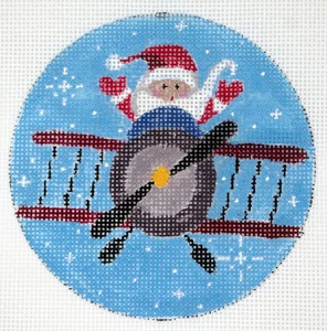 St. Nick/Santa Claus Flying Ornament * H P Needlepoint Canvas by LLemon - Picture 1 of 1