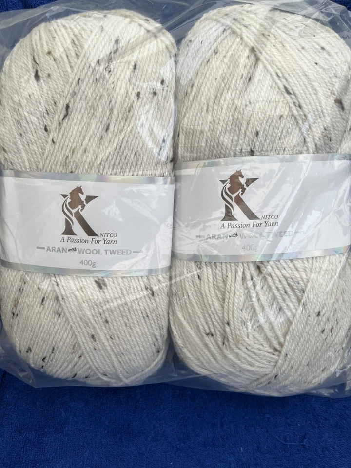 2 x 400g Knitco Aran With Wool Tweed In Natural - Image 1 of 4