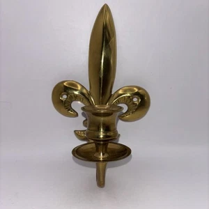 Aplique de pared con candelabro Fleur de Lis de latón individual - Imagen 1 de 6