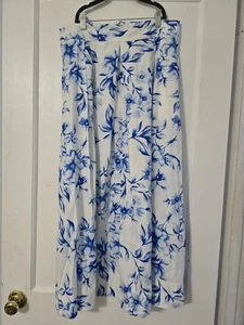Zara Midi Rock Damen Gr. Large geblümt blau-weiß Freizeit Urlaub - Bild 1 von 6