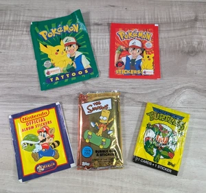 Topps Cards and Stickes Pack Sealed Vintage Nintendo Pokemon TMNT The Simpsons - Picture 1 of 11