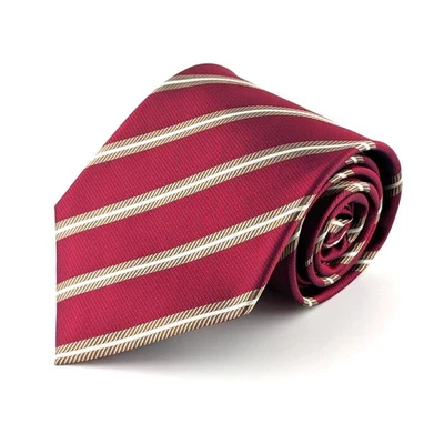 Izod Silk Repp Tie Diagonal Stripe Traditional Preppy Academia Crimson and Gold - Image 1 of 4