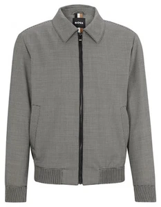 Boss Mens Hanry Wing Slim Fit Houndstooth Wool Blend Jacket 44R Black - NWT 595 - Picture 1 of 6