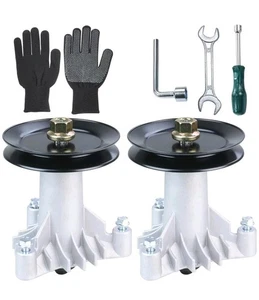 Conjunto de husillo de cubierta 2 × 130794 153535 y polea para Craftsman Poulan 532130794 - Imagen 1 de 9