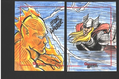 2012 Rittenhouse Marvel SketchaFEX EDDIE WAGNER Torch Thor Sketch Card PUZZLE - Image 1 of 3