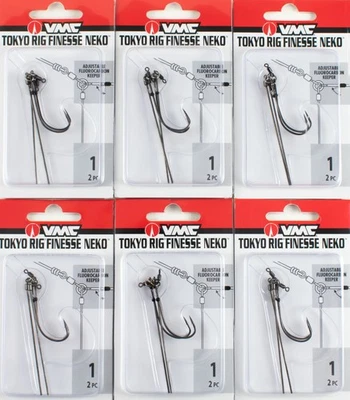 (LOTE DE 6) GANCHO DE NÍQUEL NEGRO VMC TOKYO RIG FINSE NEKO #1 TFNK#1BNPP H1333 Foto 1 de 2