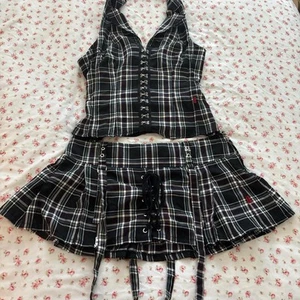 Tripp Nyc Gothic Plaid Corset And Skirt Set - Picture 1 of 7