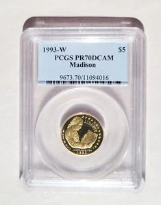 1993-W James Madison Commemorative Gold $5 PCGS PR70 DCAM - Picture 1 of 2