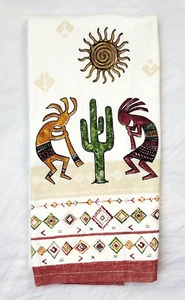 Kay Dee Kokopelli Sundance Flute Duo Kitchen Hand Towel Cotton Terry Back 17x26 - Picture 1 of 8