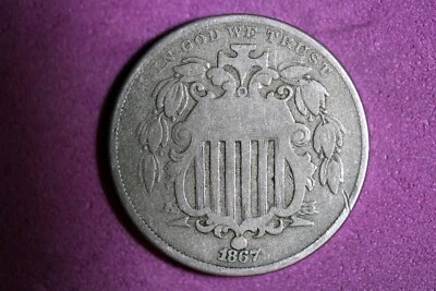 ESTATE FIND 1867 - SHIELD NICKEL!!  #N04461 - Image 1 of 2