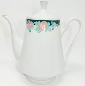 Tienshan Fine China J.X Rose Forest TALL TEAPOT w/ LID - Roses and Ribbons - Picture 1 of 9