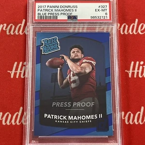 2017 Patrick Mahomes Donruss Rated Rookie Blue Press Proof RC #327 PSA 6 EX-MT - Picture 1 of 2