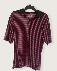 Under Armour Loose Heat Gear Men’s Pink Black Striped Polo Golf Shirt Size Small - Picture 1 of 6