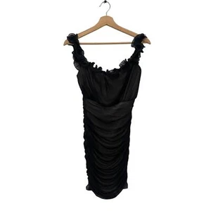 Selfie Leslie schwarz Rüschennetz mit Futter Stretch Minikleid Medium NEU - Bild 1 von 4