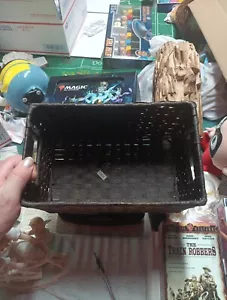 BLACK CANE HAMPER BASKET STORAGE TUB - Picture 1 of 7