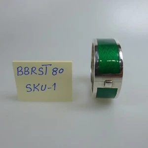 Bangle Bracelet Sterling Silver Green Enamel - Picture 1 of 4