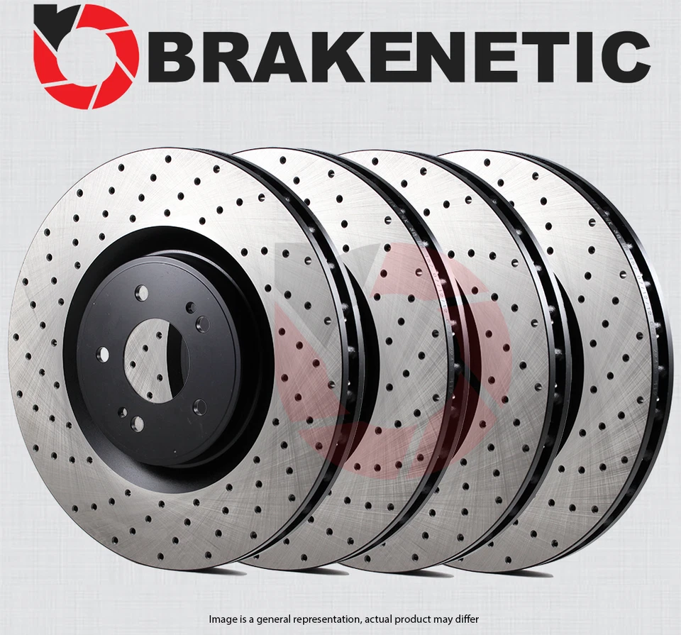 FRONT+REAR BRAKENETIC Premium Cross Drilled Brake Disc Rotors BPRS83683 - Image 1 of 1