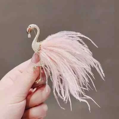 Elegant Women Fashion Feather Flamingo Badges Pin Korean Style Classic Jewelry - Image 1 of 4