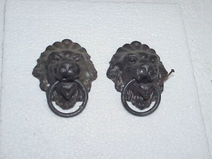 Antique Black Mantle Clock Heavy Cast Lion Head Side Trim parts repair U - Picture 1 of 7