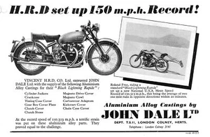 1949 Advert Vincent H.R.D 'Black Lightning Rapide'. Motor Cycles Small Print Ad - Picture 1 of 1