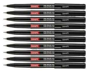 10 X EXTRA FINE TIP PERMANENT MARKER PENS BLACK CD / DVD Pen Marker - Best Price - Picture 1 of 8