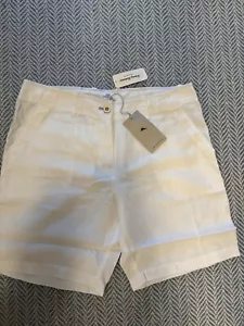 Nwt $99 Tommy Bahama Shorts Womens 10 Linen Sea Glass White Casual - Picture 1 of 12