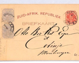 South Africa ZAR TRANSVAAL Uprated Card Pretoria 1895 *MONTENEGRO* Cetinje YO139 - Picture 1 of 12
