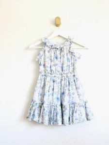 NEW! J. Crew Crewcuts Floral Dress Sleeveless Ruffles Cotton Blue SZ 6 - Picture 1 of 6