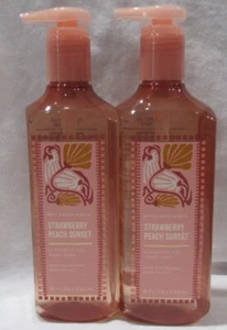 Bath & Body Works Cleansing Gel Hand Soap Lot Set of 2 STRAWBERRY PEACH SUNSET - Picture 1 of 4