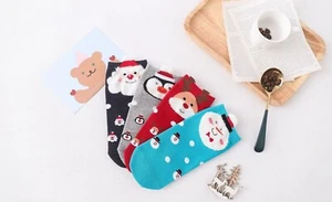 Men and Women Family Christmas fun Socks Low Cut Ankle Socks 4 Pairs - Picture 1 of 1