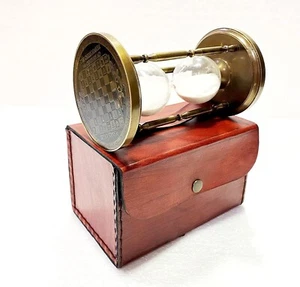 Antique Brass Sand Timer Nautical Maritime Chess Style Sand Clock with Box - Picture 1 of 6