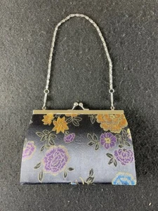 Vintage Asian Silk Purse With Gold Tone and Chain - Picture 1 of 8