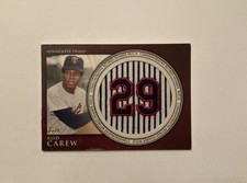 2012 TOPPS ROD CAREW COMMEMORATIVE RETIRED NUMBER PATCH MINNESOTA TWINS RN-RC 29