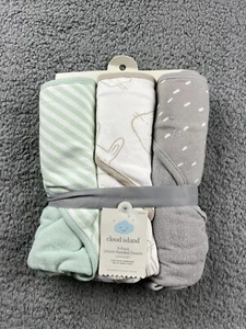 Cloud Island Baby 3pk Hooded Towel - Gray - Picture 1 of 6