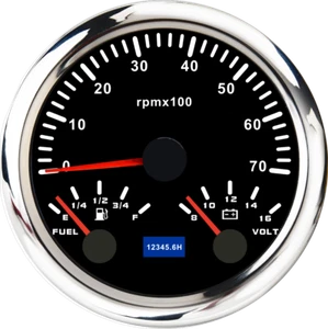 85mm Waterproof Tachometer 7000RPM with Fuel Level Voltmeter for Boat Car Truck - Picture 1 of 8