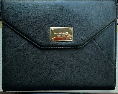 Michael Kors iPad Mini Clutch Case Black Saffiano Leather Tablet Display Holder - Image 1 of 3