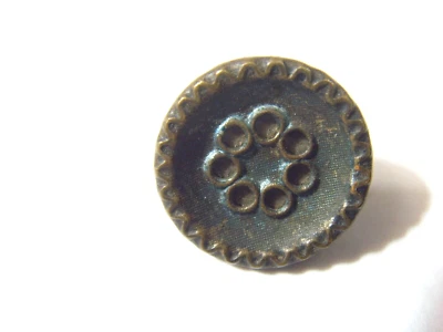 antique metal masked septagram kabbalah mirror back collector button 51778 - Image 1 of 4