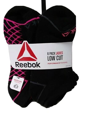 Reebok Womens Low Cut Socks Black Performance Training Pack of 6 Size 9-11 (S) - Image 1 of 4
