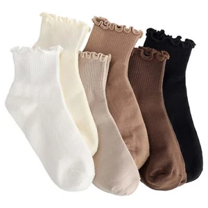 6 Pairs of Ruffle Socks Women Ruffle Turn-Cuff Casual Cute Girl Ruffle Socks ... - Picture 1 of 7