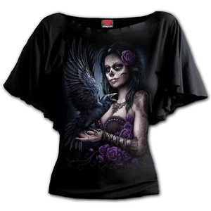 Spiral Direct DOTD Raven Boat Neck Bat Sleeve Womens Top - Picture 1 of 10