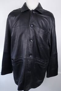 Karl Kani Leather Jacket Black Men Size XL 46R