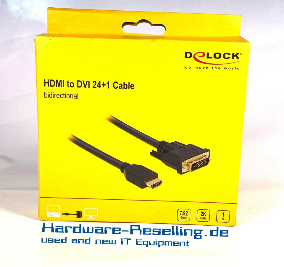 DELOCK HDMI zu DVI 24+1 Kabel bidirektional 1,0 m Schwarz  85652 - Bild 1 von 4