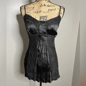 Dolled Up by fang black satin camisole slip top medium Y2K style babygirl cami - Picture 1 of 9
