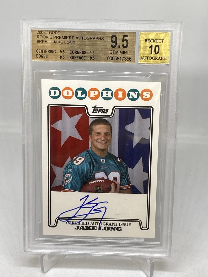 2008 Topps Rookie Premiere Auto RC Jake Long AUTOGRAPH BGS 9.5 GEM MINT POP 29 - Image 1 of 4