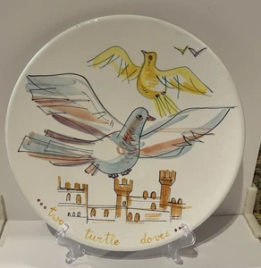 RARO Plato Decorativo Colgante Italiano 12 Días de Navidad 2 Palomas Tortuga - Imagen 1 de 13