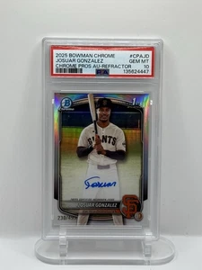 2025 Bowman Chrome Josuar Gonzalez 1st Bowman Auto Refractor /499 PSA 10 Pop 1 - Picture 1 of 2