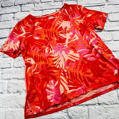 Camiseta Top Chicos Rosa Hawaiana Manga Corta Mujer 2 Grandes Tropical Floral Foto 1 de 4